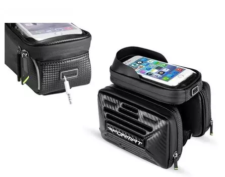 Велосумка FORMAT B53, на раму, жесткий каркас, с отделением для смартфона, двойная, черный, RCAB53000001