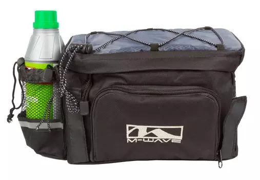 Велосумка M-WAVE на велобагажник, с боковыми карманами, отделение для фляги, 16 л, черно-серая, 5-122312