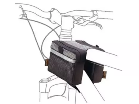 Велосумка на раму LOTUS, передняя, 14х12x11см, чёрная с серой вставкой, SH-15