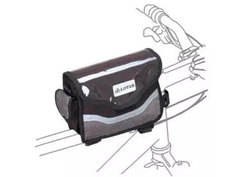 Велосумка на раму LOTUS SH-12H, передняя, 22х8x15,5см, чёрная с серой вставкой