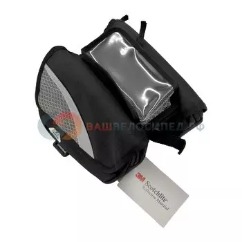 Велосумка на раму LOTUS SH-17, передняя, 17,5х12x14см, чёрная с серой вставкой