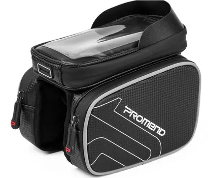 Велосумка на раму Promend, с отделением для смартфона 6,2", 19х15х12,5см, черно-серый, ZBB-14E38