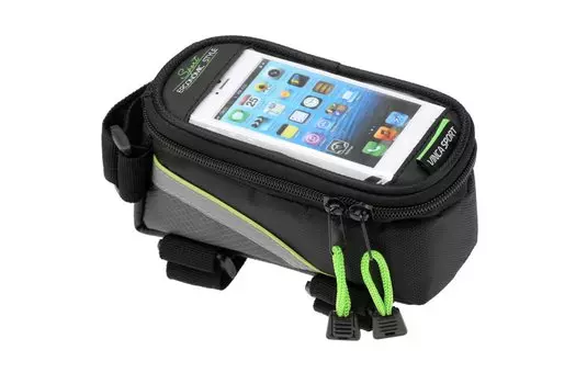 Велосумка на раму Vinca Sport, отделение для телефона, 160*85*75мм, зеленый кант, FB 07 green