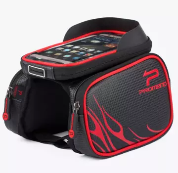 Велосумка на верхнюю трубу рамы Promend, с отделением для смартфона 6,2", черно-красная, ZBB-14E36RED