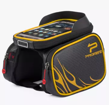 Велосумка на верхнюю трубу рамы Promend, с отделением для смартфона 6,2", черно-желтый, ZBB-14E36YEL