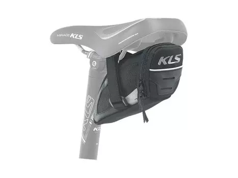 Велосумка под седло KELLYS CHALLENGER L, крепление липучкой, чёрная с чёрной полоской