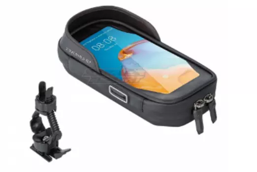 Велосумка Promend 14E96, на руль, с чехлом для телефона, чёрная, ZBB-14E96