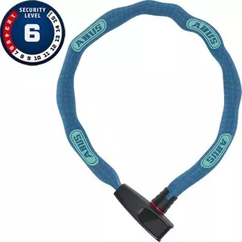Велозамок ABUS 6806K/85см NEON BU (square Chain), цепь, 6мм, на ключ, класс защиты 6/15, 850гр, голубой, 05-0090289