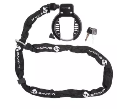 Велозамок M-WAVE Ringchain, с ключом, комбинированный цепь+локер, диаметр звена цепи 5,5 мм, 231458