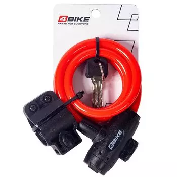 Велозамок противоугонный 4Bike 506, трос 10x1000 мм, с ключом, красный, ARV-506-RED-1000