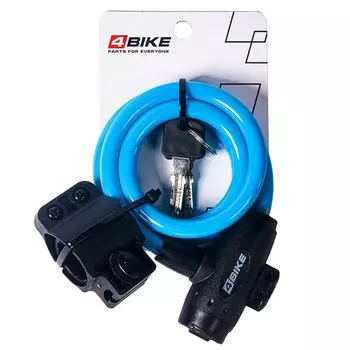 Велозамок противоугонный 4Bike 506, трос 10x1000 мм, с ключом, синий, ARV-506-BLU-1000