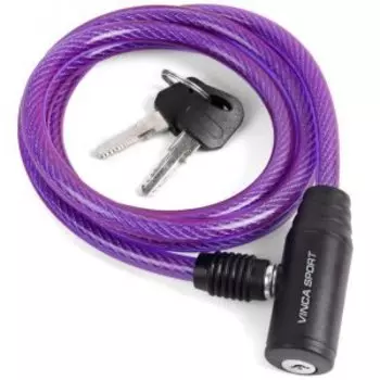 Велозамок Vinca Sport 8*1200мм, фиолетовый тросик, полиэтилен, инд. уп.VS 102.102 violet polybag