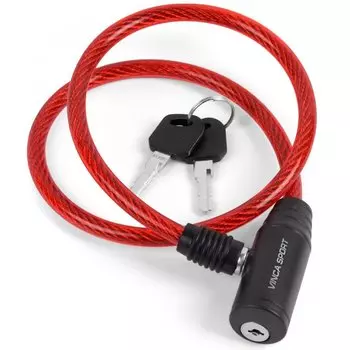 Велозамок Vinca Sport 8*650мм, красный тросик, полиэтилен, инд.уп. VS 101.101 red polybag