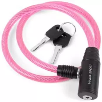Велозамок Vinca Sport 8*650мм, розовый тросик. полиэт.уп. инд.уп. VS 101.101 pink polybag