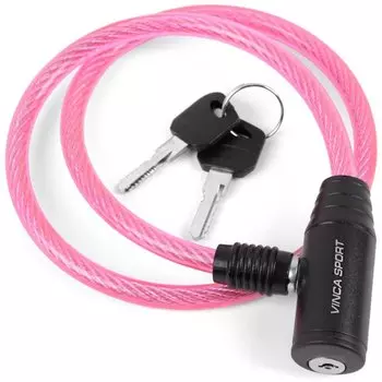 Велозамок Vinca Sport 8*650мм, розовый тросик. полиэт.уп. инд.уп. VS 101.101 pink polybag