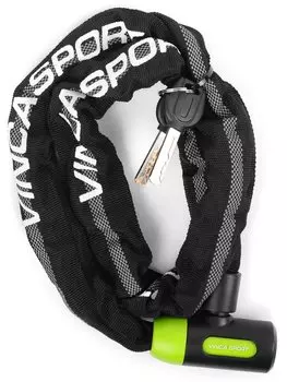 Велозамок Vinca Sport цепь 6*1000мм, черная оплетка cо светоотраж.полосой, полиэтилен, инд. уп. VS 759-1