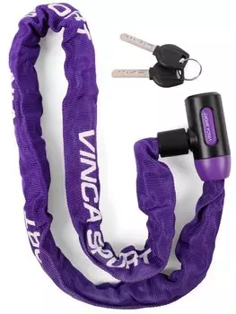 Велозамок Vinca Sport цепь 6*1000мм, фиолетовая оплетка, полиэтилен, инд. уп. VS 101.759 violet polybag