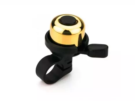 Велозвонок SunnyWheel, алюминий/пластик, на руль 19-22,2 мм, чёрный/золотой, RIN-700
