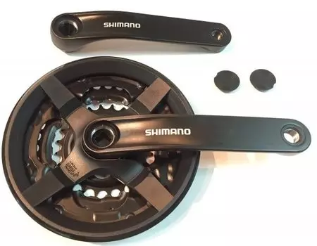 Система шатунов велосипедная SHIMANO TY301, 170мм, под квадрат, 48/38/28, с защитой, черный, без упаковки, AFCTY301C888C