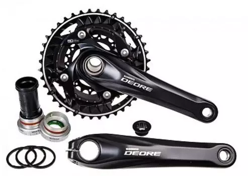 Система шатунов велосипедная Shimano Deore, M612,170мм, ин.вал, 42/32/24T с кареткой,серебристый EFCM612C002XS