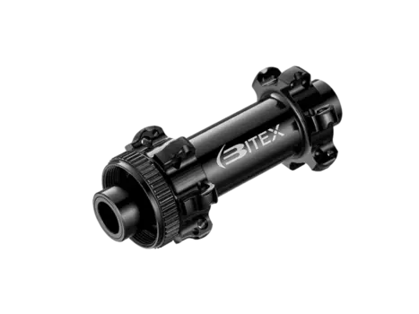 Втулка Bitex для GRAVEL, передняя, под ось 12x100 мм, 24 спицы, CenterLock, черная, BX312F24H-12-100BK