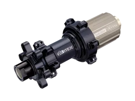 Втулка Bitex для GRAVEL, задняя, под сквозную ось 12 мм, ширина 142 мм, 24 спицы, черная, BX306R24H-12-142BK_ShAL