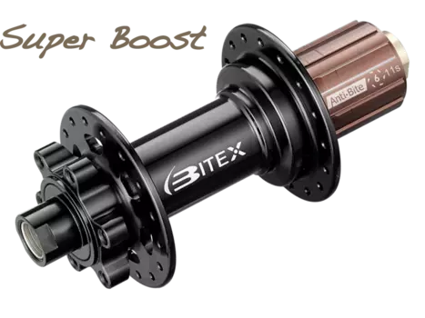 Втулка Bitex для MTB BOOST, задняя, под сквозную ось 12 мм, ширина 157мм, 32 спицы, черная, BX213R32H-12-157STBK_ShST