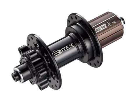 Втулка Bitex, GRAVEL/MTB, задняя, эксцентриковый зажим M10x135, 28 спицы, 6 болтов, BX201R28H-M10-135BK_ShAL