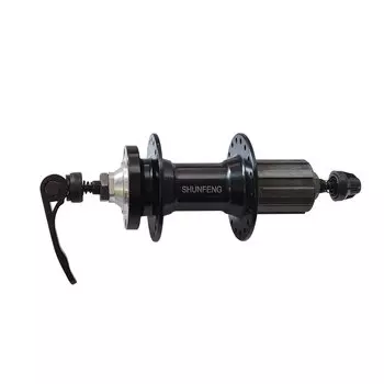 Втулка велосипедная CHINA, 36H, задняя, алюминиевая, под кассету, 8-10 скоростей, промподшипники, черная, SF-A217R