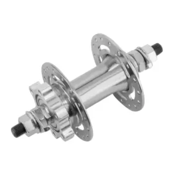 Втулка велосипедная MY-314FD, передняя, 32H, 3/8"х100х140 мм, под диск, на гайках, сталь/алюминий, серебристый, 130304