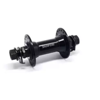 Втулка велосипедная SHUNFENG BMX, 36H, передняя алюминиевая ось M14xP1.0, 14Gx100x140, на гайках чёрная, SF-A209F