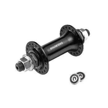 Втулка велосипедная SHUNFENG, ВМХ, передняя, на гайках, 48 Н, промподшипники, чёрный, SF-A241F-48отв.