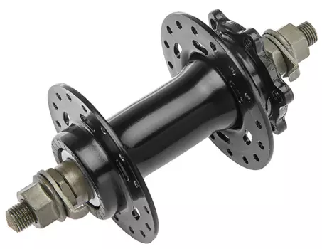 Втулка велосипедная Stels AE-806FD, передняя, 32H, 3/8х100х140 мм, под дисковый тормоз, на гайках, сталь, чёрный, 130236