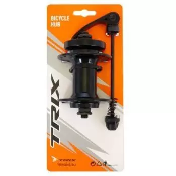 Втулка велосипедная TRIX передняя, алюминиевая, под диск 6 болтов, на эксцентрике, черный, A208FBQ-инд.упак.