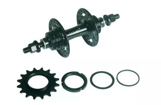 Втулка велосипедная U-Link, алюминий, задняя, сингл/фикс, 32 Н, OLD 114 мм, на гайках, звезда 16Т, GL-B32R-SB-1S-32BK