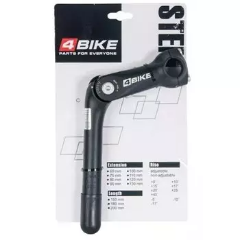 Вынос руля 4BIKE MTS-C331, алюминиевый, L:110мм*180, R:-10°+50°, QUILL DIAMTER:25.4мм, D:25.4мм, черный, ARV000401