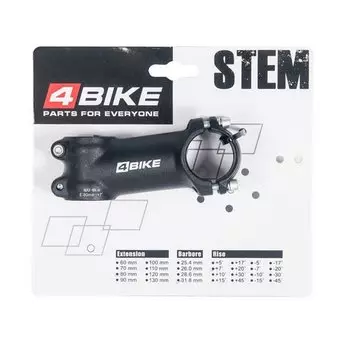 Вынос руля 4BIKE TDS-D507A, алюминиевый, L:80, R:+7°, D:31.8 мм, чёрный, ARV000406