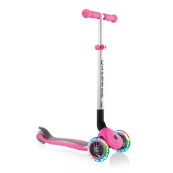 Самокат Globber PRIMO FOLDABLE LIGHTS, трехколесный, складной, светящиеся колеса, розовый, 432-110