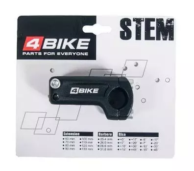 Вынос руля велосипедный 4BIKE MX-625, алюминий, длина 48, диаметр 22.2 мм, ARV-ST-MX625-4822B