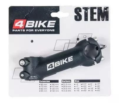 Вынос руля велосипедный 4BIKE TDS-D120A, алюминий, длина 110, угол +17°, диаметр 25.4 мм, ARV-ST-D120A-1101725B