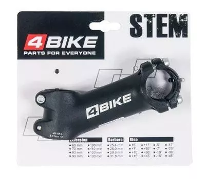 Вынос руля велосипедный 4BIKE TDS-D499A, алюминий, длина 110, угол +25°, диаметр 31.8 мм, чёрный, ARV-ST-D499-1102531