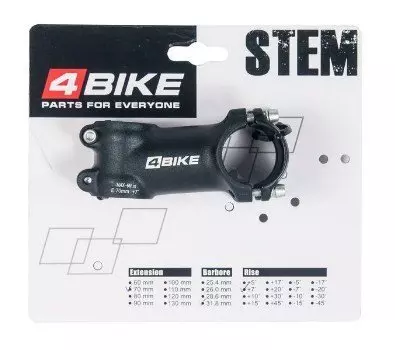 Вынос руля велосипедный 4BIKE TDS-D507A, алюминий, длина 70, угол +7°, диаметр 31.8 мм, чёрный, ARV000185