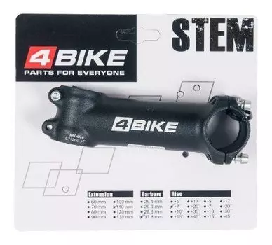 Вынос руля велосипедный 4BIKE TDS-D507A ,алюминий, длина 110, угол +7°, диаметр 31.8 мм, чёрный, ARV-ST-D507-110731B