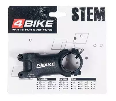 Вынос руля велосипедный 4BIKE TDS-D601, алюминий, длина 70, угол +3°, диаметр 31.8 мм, чёрный, ARV-ST-D601-70331B