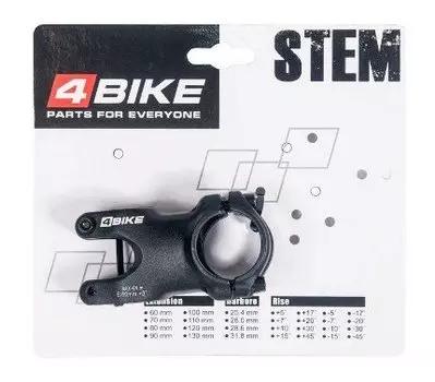 Вынос руля велосипедный 4BIKЕ TDS-D611, алюминий, длина 50, угол +3°, диаметр 31.8 мм, чёрный, ARV000166
