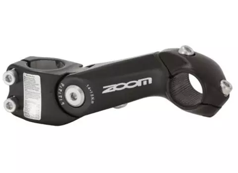 Вынос руля велосипедный ZOOM, алюминий, длина 105 мм, диаметр 25,4 мм, чёрный