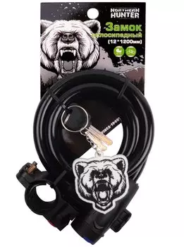 Замок c брелком Vinca Sport 12*1200мм, с защитой от влаги и креплением, черный, VS 561 Northern Hunter