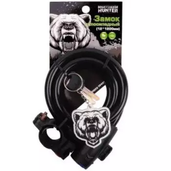 Замок c брелком Vinca Sport 12*1200мм, с защитой от влаги и креплением, черный, VS 561 Northern Hunter