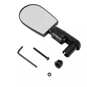 Зеркало велосипедное, в торец руля, сферическое, пластик, черный, 4650064231016