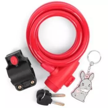 Замок детский Vinca Sport, c брелоком 12*1200мм, с защитой от влаги и креплением, красный, инд. уп.VS 561 Bunny